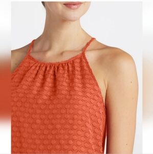 Women's Orange Textured Keyhole Back Halter Top By 41 Hawthorn